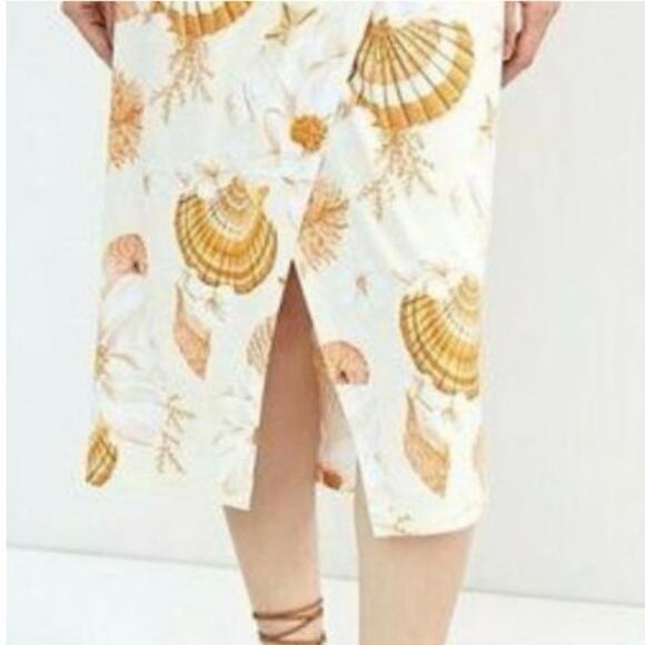 Farm Rio Getaway Seashell Faux Wrap Midi Skirt Size M - Picture 6 of 10